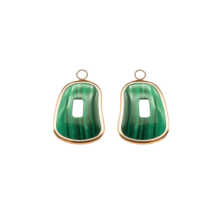 One pair of Puzzle element framed in 18k rose gold with malachite