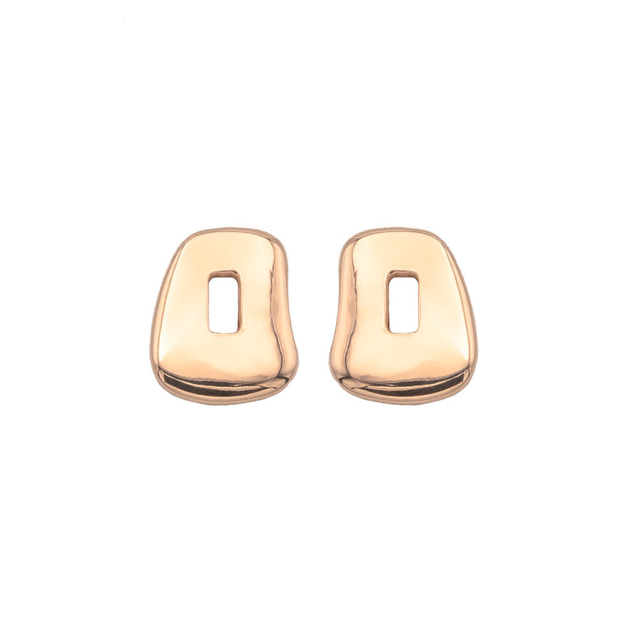One pair of Puzzle element polished 18k rose gold